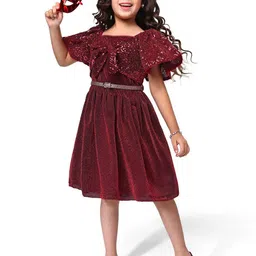 Hola Bonita Print Flutter Sleeve Net Fit & Flare Dress-picture-25