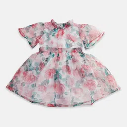 Pantaloons Junior Girls White & Pink Floral Dress-picture-10