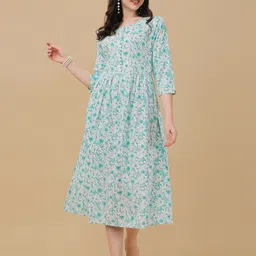 Sangria Women Floral Printed Pure Cotton A-Line Dress-picture-24