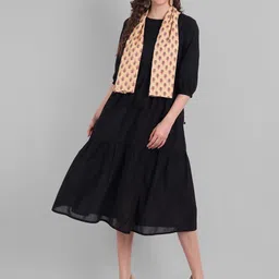githaan Women Black A-Line Cotton Midi Dress-image-31