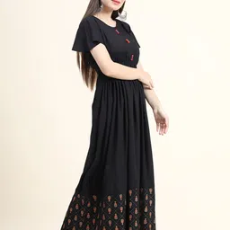 DAEVISH Flared Sleeves Round Neck Flared Maxi Dress image 4