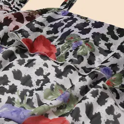 DODO & MOA Grey & Black Printed Crepe  A-Line Dress image 2