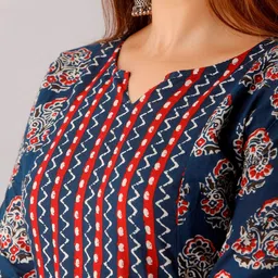 HERE&NOW Blue Printed A-line Midi Ethnic Dresses image 2