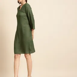 DODO & MOA  Tie-Up Neck Crepe A-Line Dress image 4