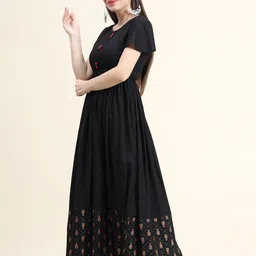 DAEVISH Flared Sleeves Round Neck Flared Maxi Dress image 3
