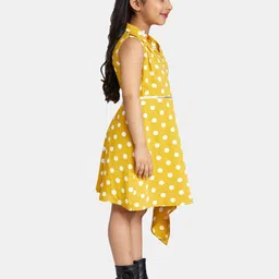 Peppermint Mustard Yellow & White Polka Dots Printed Dress image 2