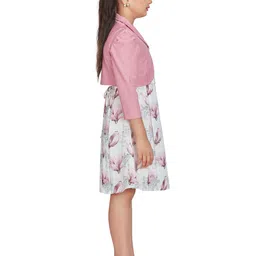 Peppermint Floral Printed Fit & Flare Dress With Jacket image 5