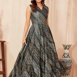 CHANSI Printed Flared Midi Ethnic Dresses image 3