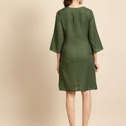 DODO & MOA  Tie-Up Neck Crepe A-Line Dress image 3