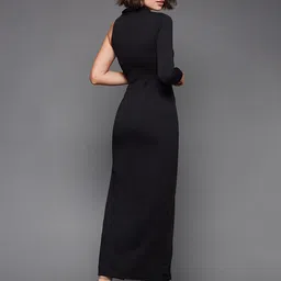 Miss Chase Black Embellished One Shoulder V-Neck Sheath Maxi Dress image 2