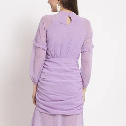 aayu Lavender Georgette High Neck Sheath Dress image 3