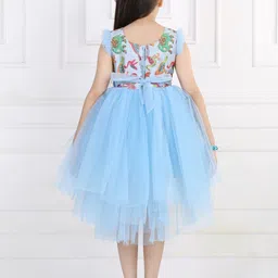 Toy Balloon kids Blue & Maroon Floral Printed Net Dress image 2