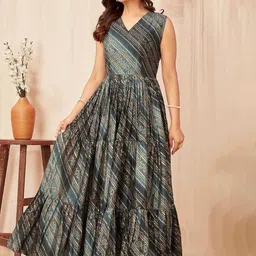 CHANSI Printed Flared Midi Ethnic Dresses image 4