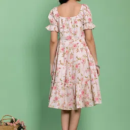 KASYA Floral Printed Cotton Fit & Flared Midi Ethnic Dress image 4