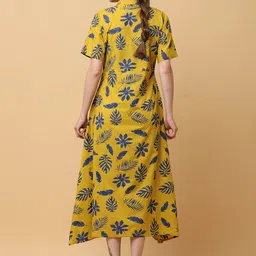 BLACK & BLAH BLAH Printed Relaxed Fit V Neck A-Line Dress image 4