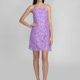 Globus Women Lavender Lace A-Line Dress image 3