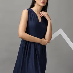 SHOWOFF Women Navy Blue Solid  Maxi Dress-image-58