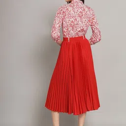 zwerlon Women A-line Red Midi/Calf Length Dress image 2