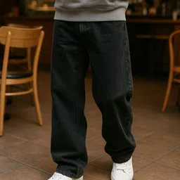 kickzo Men Straight Fit Mid Rise Black Jeans-picture-18