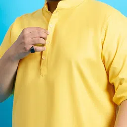 bigbanana Men Solid Cotton Blend Straight Kurta image 4