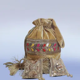 r d handicraft Women Yellow, Gold Potli-picture-44