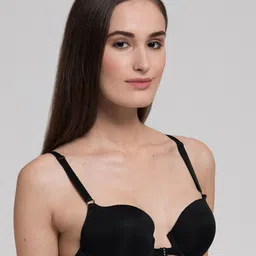 MAKCLAN Black Floral Medium Coverage Underwired Lightly Padded Bra image 4