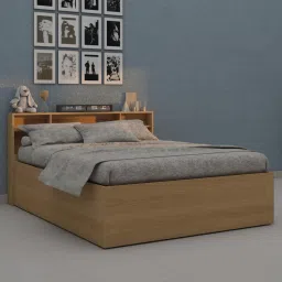 casacraft from pepperfry Aqua Queen Size Bed In French Oak Finish With Box Storage image 1