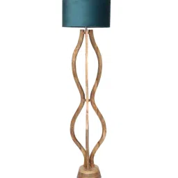 sapphire Admiration Grey Fabric Shade Club Floor Lamp With Wood Base image 3