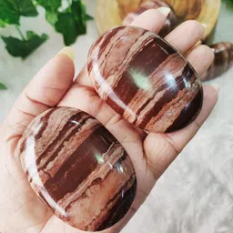9dzine Chocolate Jasper Palm Stone Crystal Chocolate Jasper Large Crystal Palm Stone Polished Oval Crystal Pebbles image 3