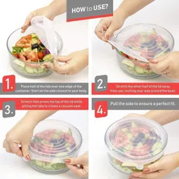 ablue clipper Silicon stretch lids Food Fresh Cover 2.6 inch, 3.8 inch, 4.5 inch, 5.7 inch, 6.5 inch, 8.3 inch Lid Set, Pack of 6 image 4