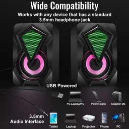 fire turtle with Colourful LED Modes System for PC Laptop 10 W Laptop/Desktop Speake 10 W Bluetooth Laptop/Desktop Speaker image 2