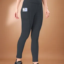 poojaran Solid Women Grey Tights image 1