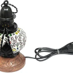 voody Wooden Lantern White Multicolor Wooden, Glass Hanging Lantern image 2