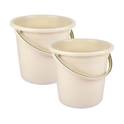 Kuber Industries Beige Set Of 2 Bathroom Buckets - 18L each-picture-43