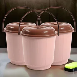 Kuber Industries Peach-Coloured & Coffee Brown 3 Pieces Solid Plastic Bath Accessories Set-picture-19