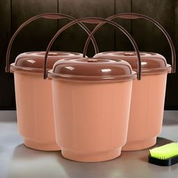 Kuber Industries Coffee Brown 3 Pieces Buckets With Lid 18L each-picture-30