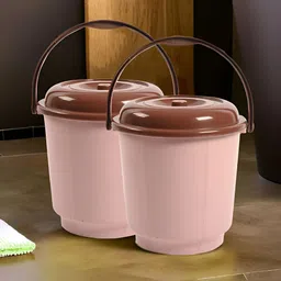 Kuber Industries Peach & Brown 2 Pieces Bath Accessories Set 18L Each-image-4