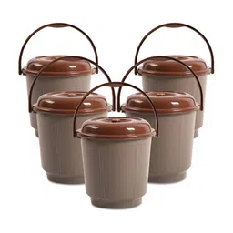 Kuber Industries Grey & Brown 5 Pieces Bath Accessories Set 18L Each-picture-31