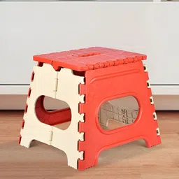 Kuber Industries Cream-Coloured & Red Collapsible Outdoor Stool-picture-30