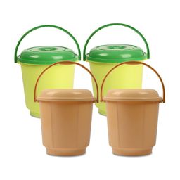 Kuber Industries Green & Brown 4 Pieces Bucket with Lid 18 L-picture-37
