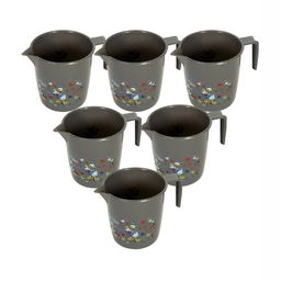 Kuber Industries Grey & Black 6 Pieces Bath Mugs 1L each-picture-41