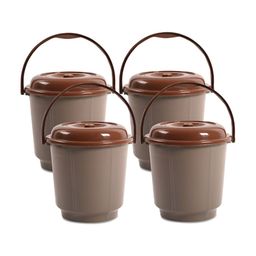 Kuber Industries Grey & Brown 4 Pieces Bucket with Lid 18 L-picture-31