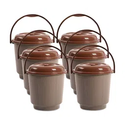 Kuber Industries Grey & Brown 6 Pieces Bucket with Lid 18 L-image-82