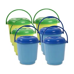Kuber Industries Green & Blue 6 Pieces Bathroom Buckets With Lids 18 L Each-picture-25