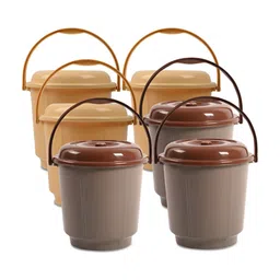 Kuber Industries Cream & Grey 6 piece Bath Bucket with Lid-picture-29