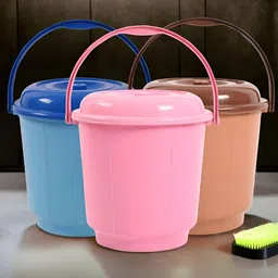 Kuber Industries Pink & Blue 3 Pieces Bath Accessories Set 18L Each-picture-37