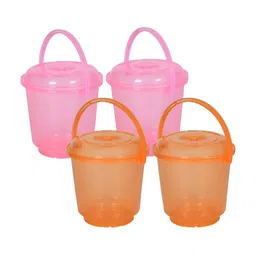 Kuber Industries Pink & Orange 4 Pieces Bath Accessories Set image 2