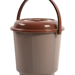 Kuber Industries Peach & Brown 2 Pieces Bathroom Buckets With Lids 18 L Each image 4