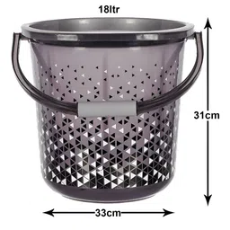 Kuber Industries Grey & White 2 Pieces Geometric Printed Unbreakable Bathroom Bucket 18L image 2