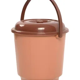 Kuber Industries Coffee Brown & Pink 4 Pieces Buckets With Lid 18 L Each image 5